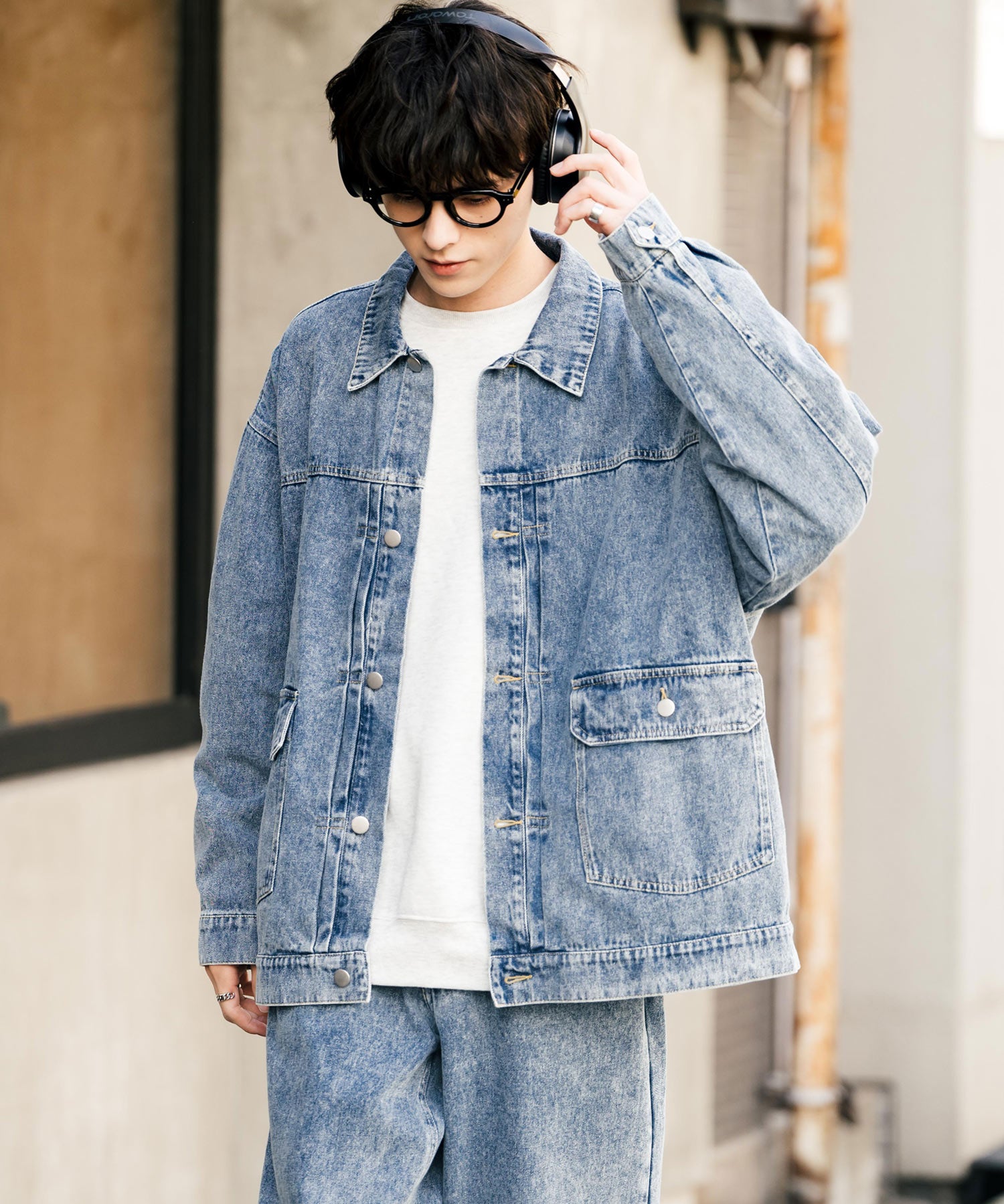 【セットアップ】オーバーサイズデニムジャケット＋ワイドパンツ