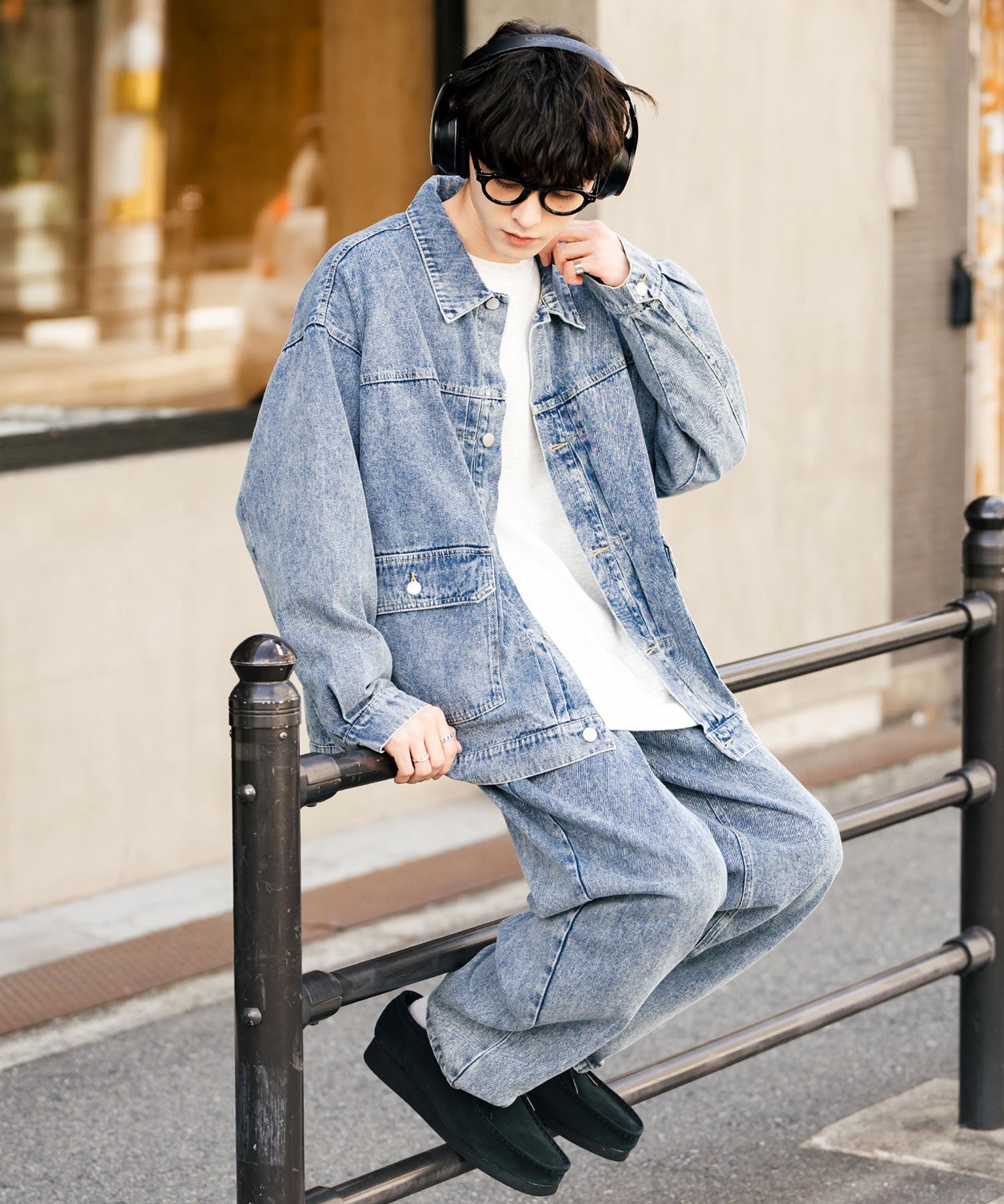 【セットアップ】オーバーサイズデニムジャケット＋ワイドパンツ