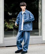 【セットアップ】オーバーサイズデニムジャケット＋ワイドパンツ