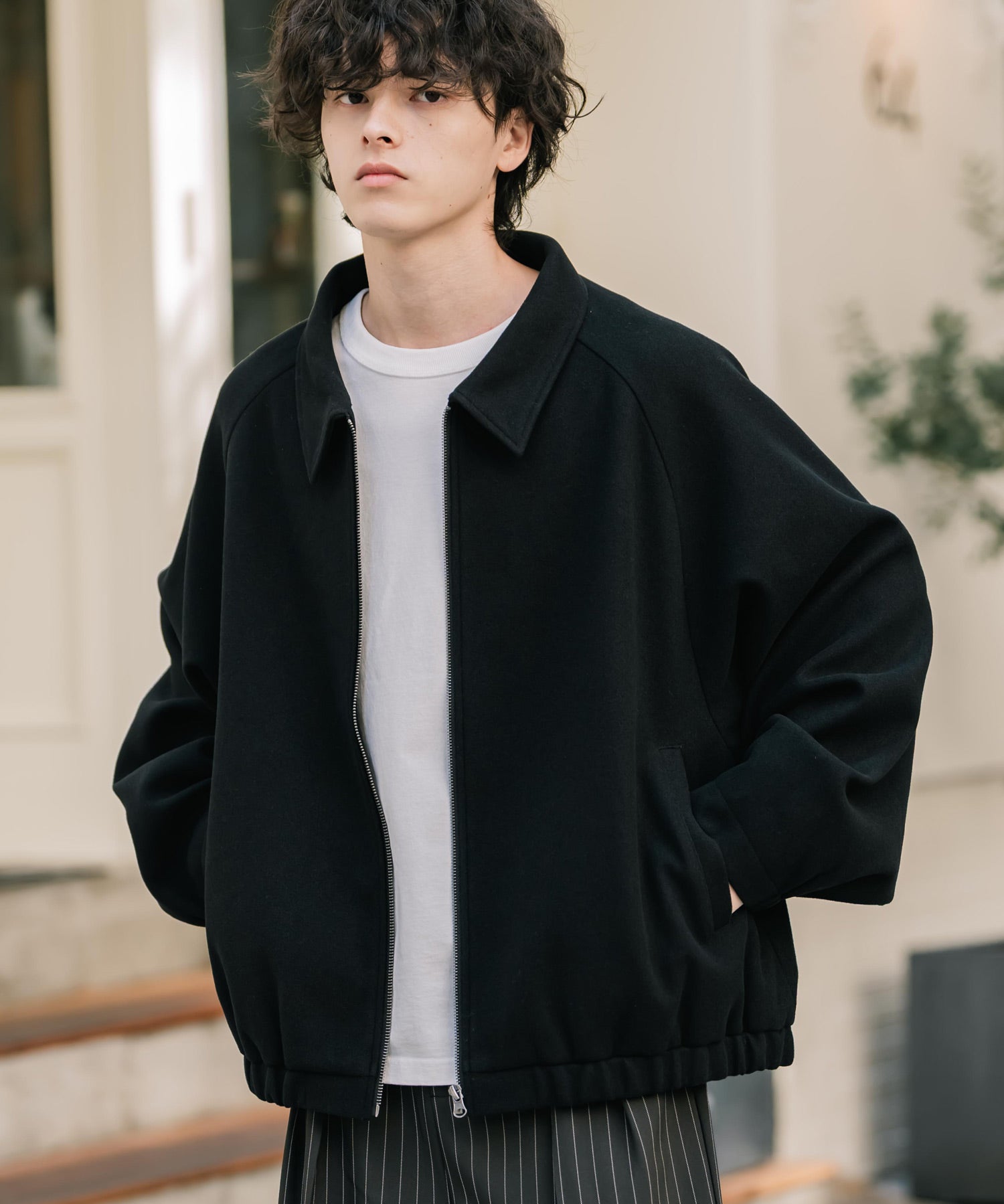 新色追加 オーバーサイズテックメルトンドルマンスリーブショートブルゾン 13764