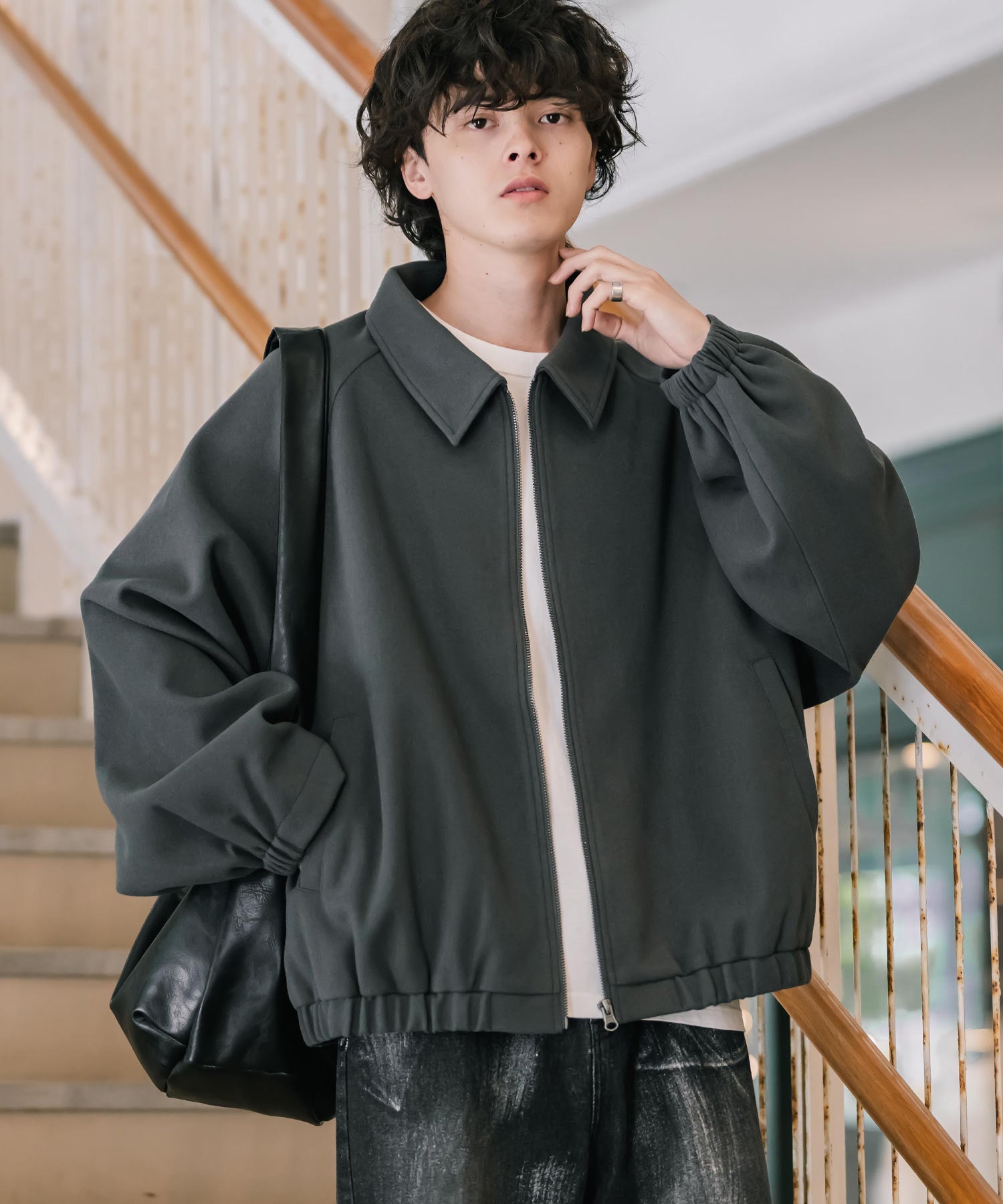 ジャケット・アウター Kotarine 新色追加 オーバーサイズテックメルトンドルマンスリーブショート