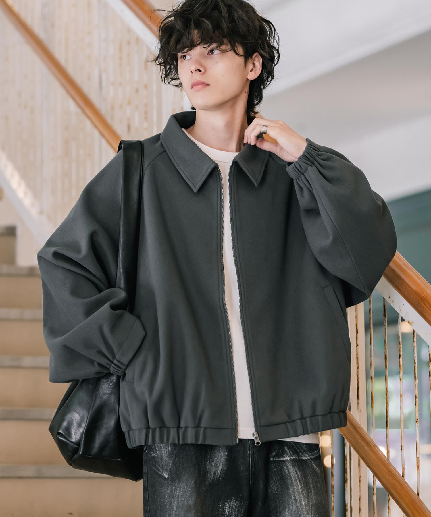 新色追加 オーバーサイズテックメルトンドルマンスリーブショート