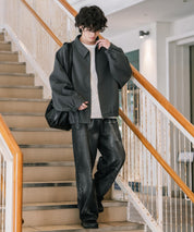 新色追加 オーバーサイズテックメルトンドルマンスリーブショートブルゾン 13764