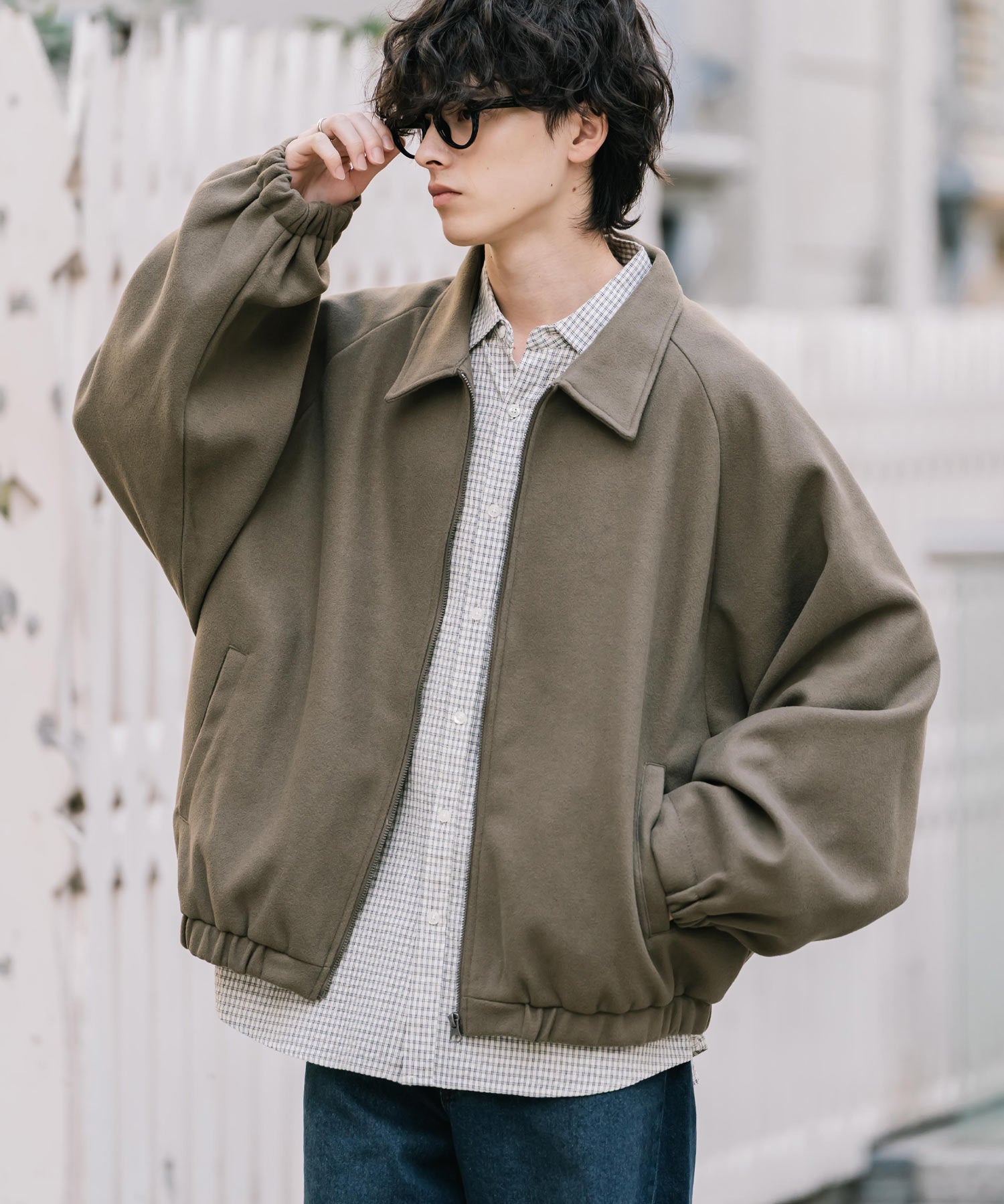 新色追加 オーバーサイズテックメルトンドルマンスリーブショートブルゾン 13764