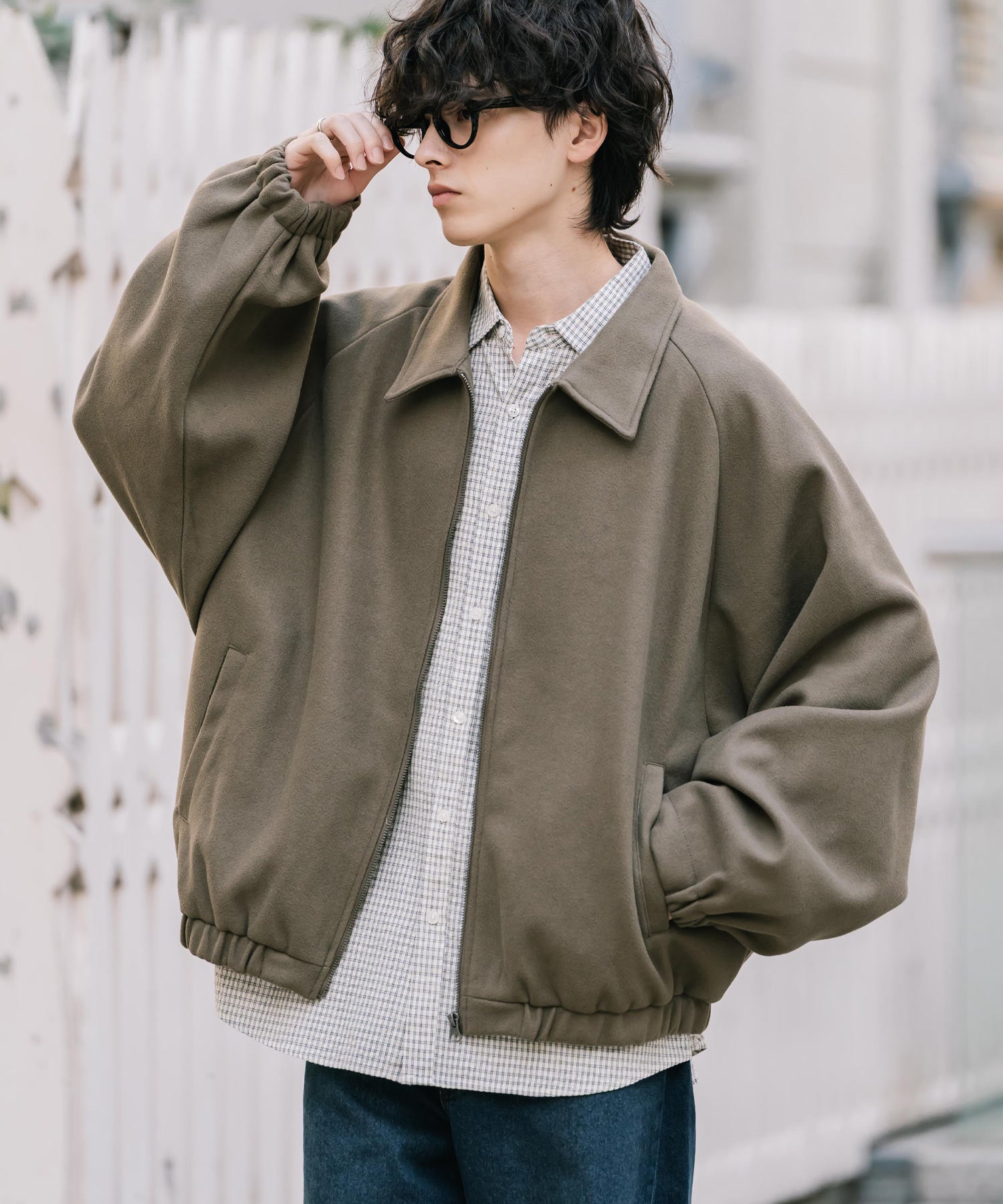 新色追加 オーバーサイズテックメルトンドルマンスリーブショートブルゾン 13764