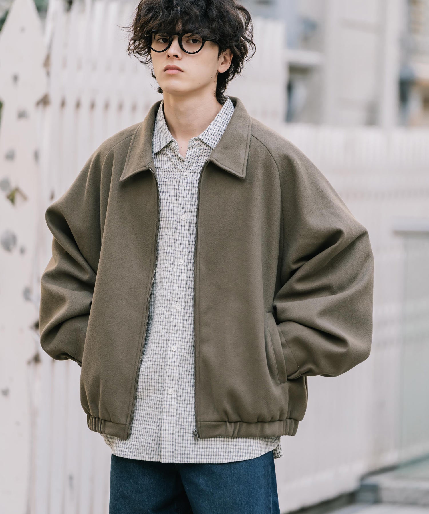 新色追加 オーバーサイズテックメルトンドルマンスリーブショートブルゾン 13764