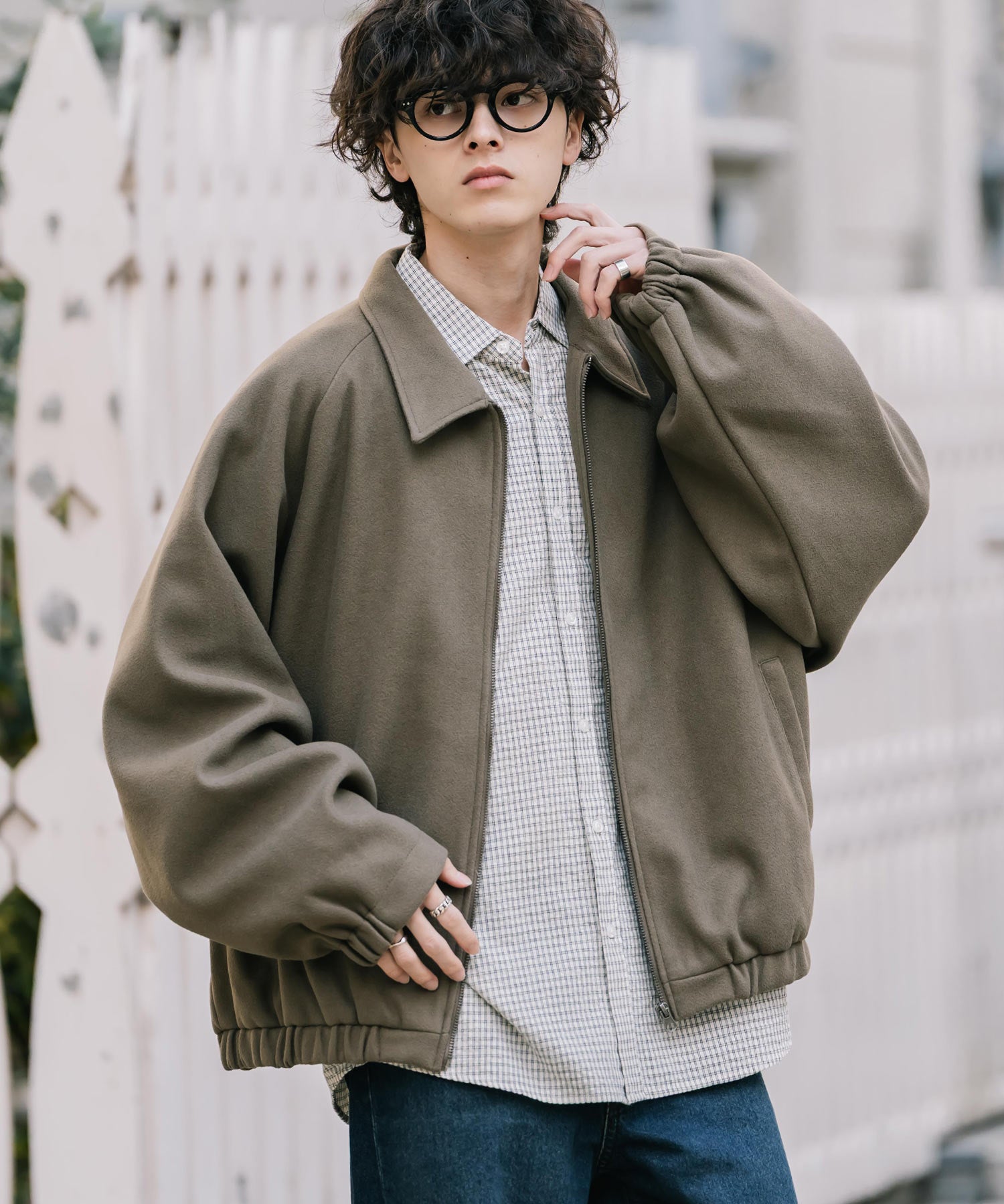 新色追加 オーバーサイズテックメルトンドルマンスリーブショートブルゾン 13764