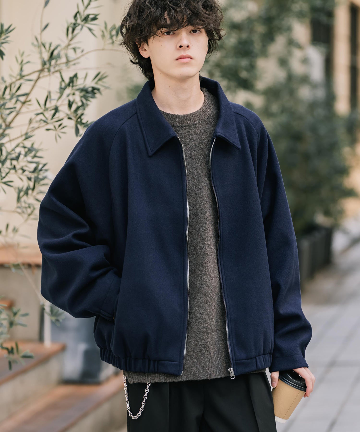 エンフォルド　22AW/ソフトラムメルトンブルゾン　サイズ36 新色追加 オーバーサイズテックメルトンドルマンスリーブショート