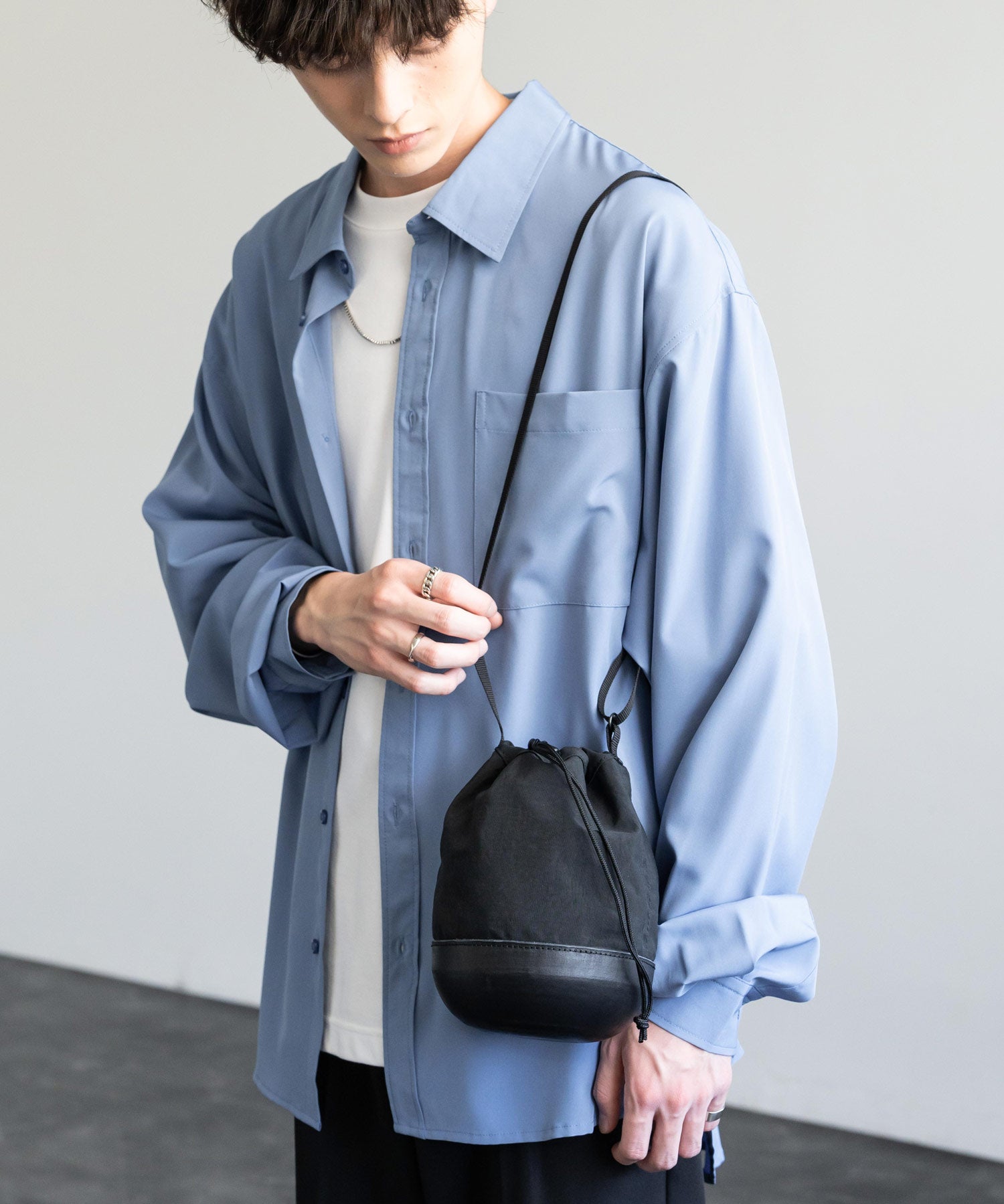 Butler Verner Sails バトラーバーナーセイルズ 日本製/国産 モールドレザー×シワ加工ナイロン巾着ショルダー JA-2865 13793