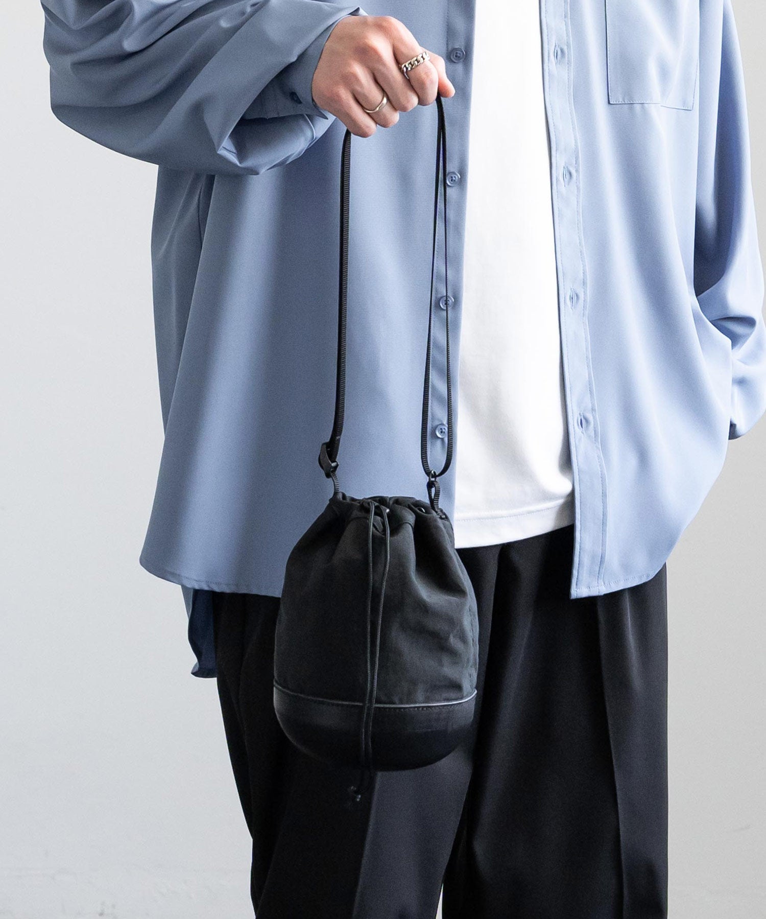 Butler Verner Sails バトラーバーナーセイルズ 日本製/国産 モールドレザー×シワ加工ナイロン巾着ショルダー JA-2865 13793