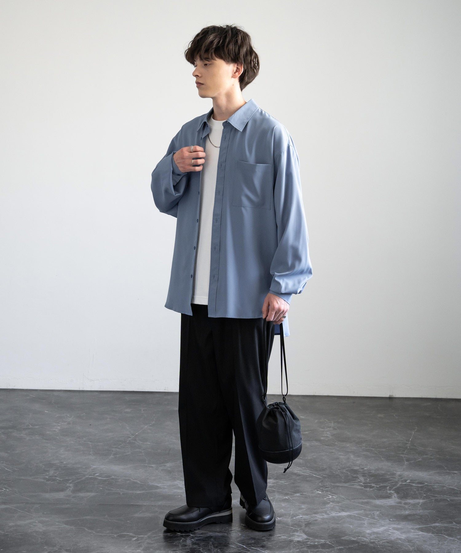 Butler Verner Sails バトラーバーナーセイルズ 日本製/国産 モールドレザー×シワ加工ナイロン巾着ショルダー JA-2865 13793