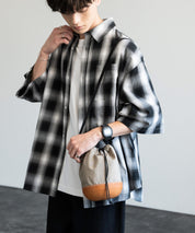 Butler Verner Sails バトラーバーナーセイルズ 日本製/国産 モールドレザー×シワ加工ナイロン巾着ショルダー JA-2865 13793