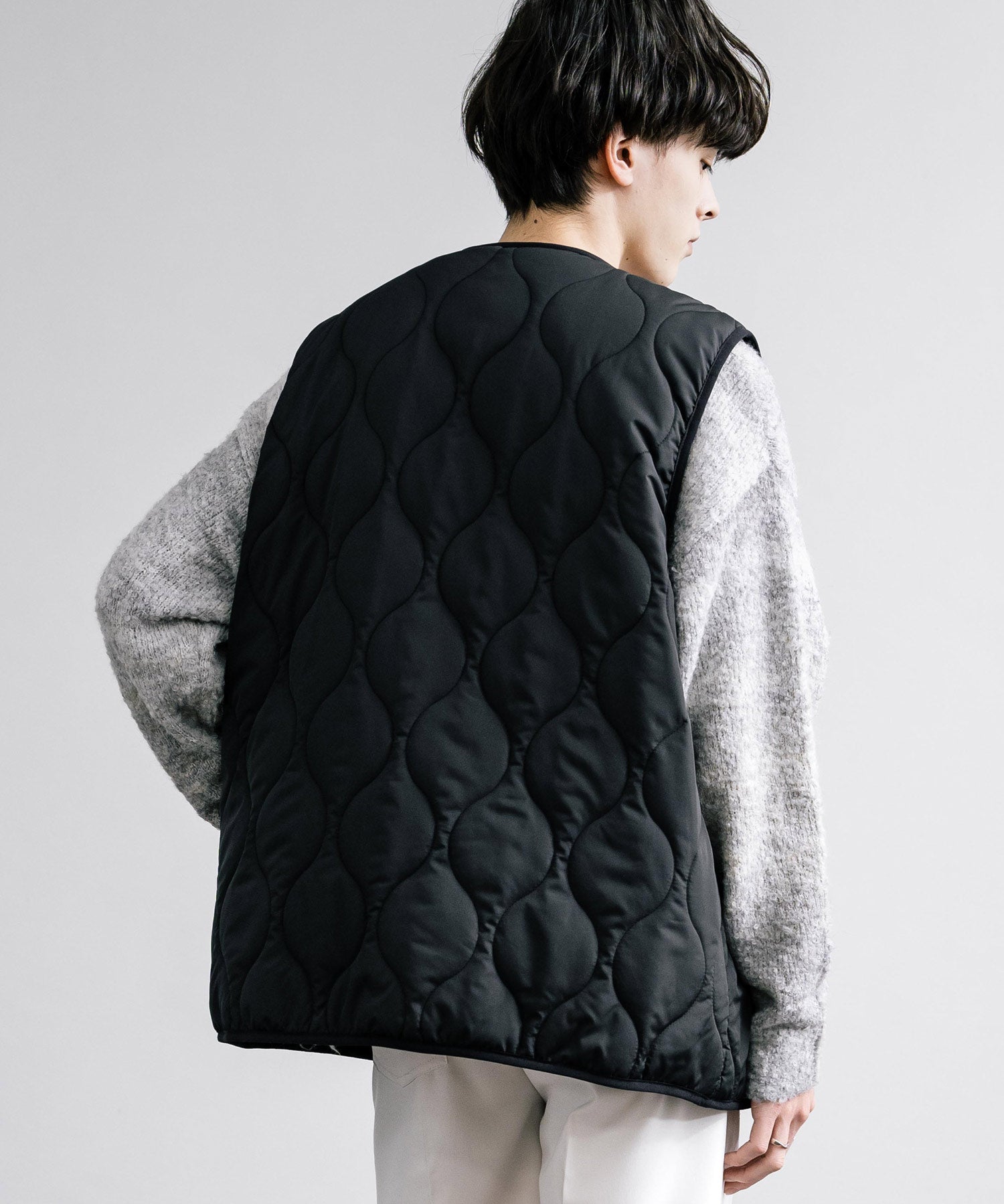 ひょうたんキルト×フリース 2WAYリバーシブル中綿入り前開きベスト