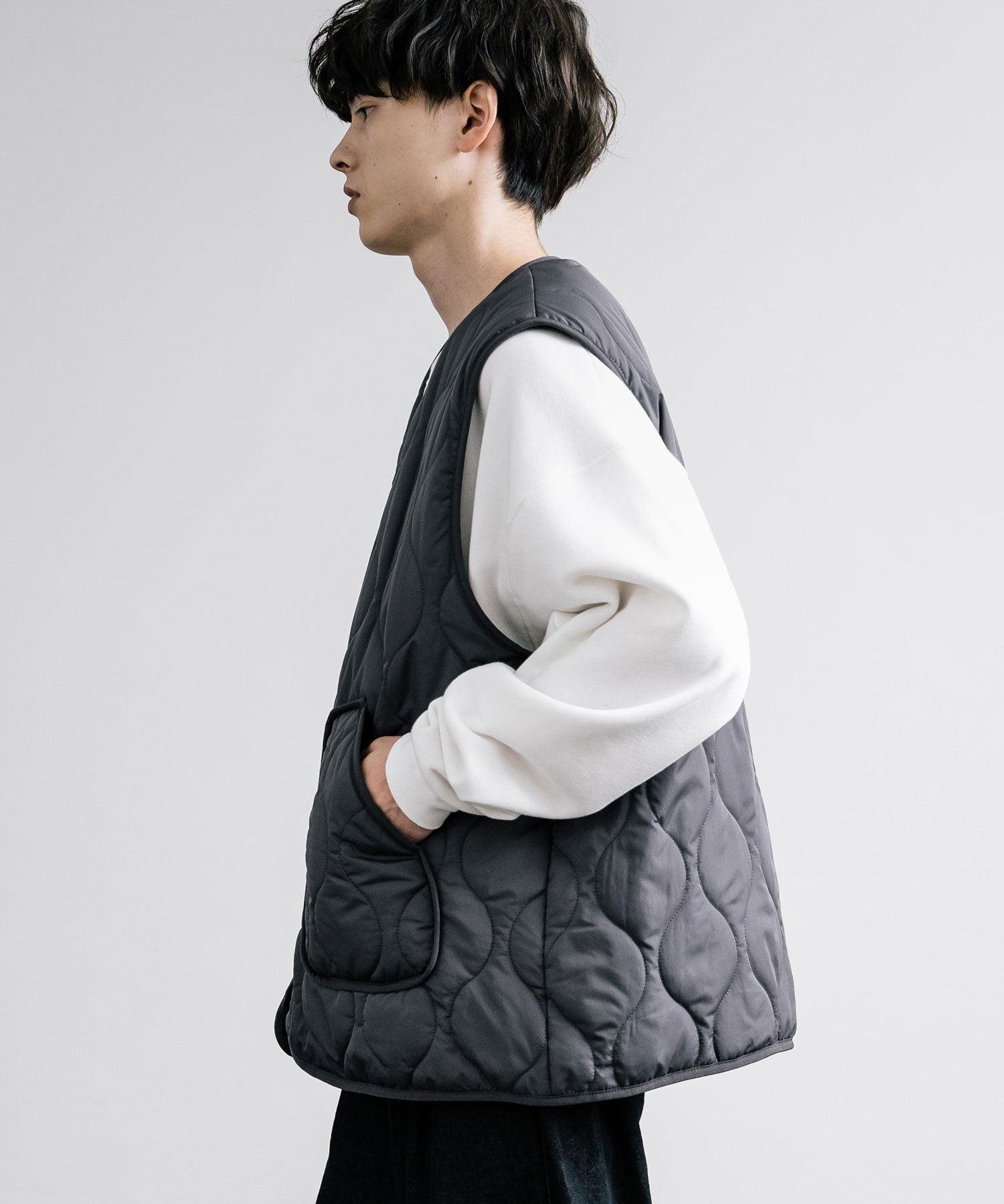 ひょうたんキルト×フリース 2WAYリバーシブル中綿入り前開きベスト