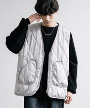 ひょうたんキルト×フリース 2WAYリバーシブル中綿入り前開きベスト
