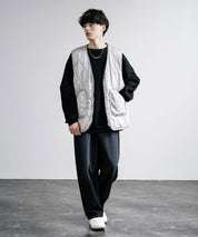 ひょうたんキルト×フリース 2WAYリバーシブル中綿入り前開きベスト