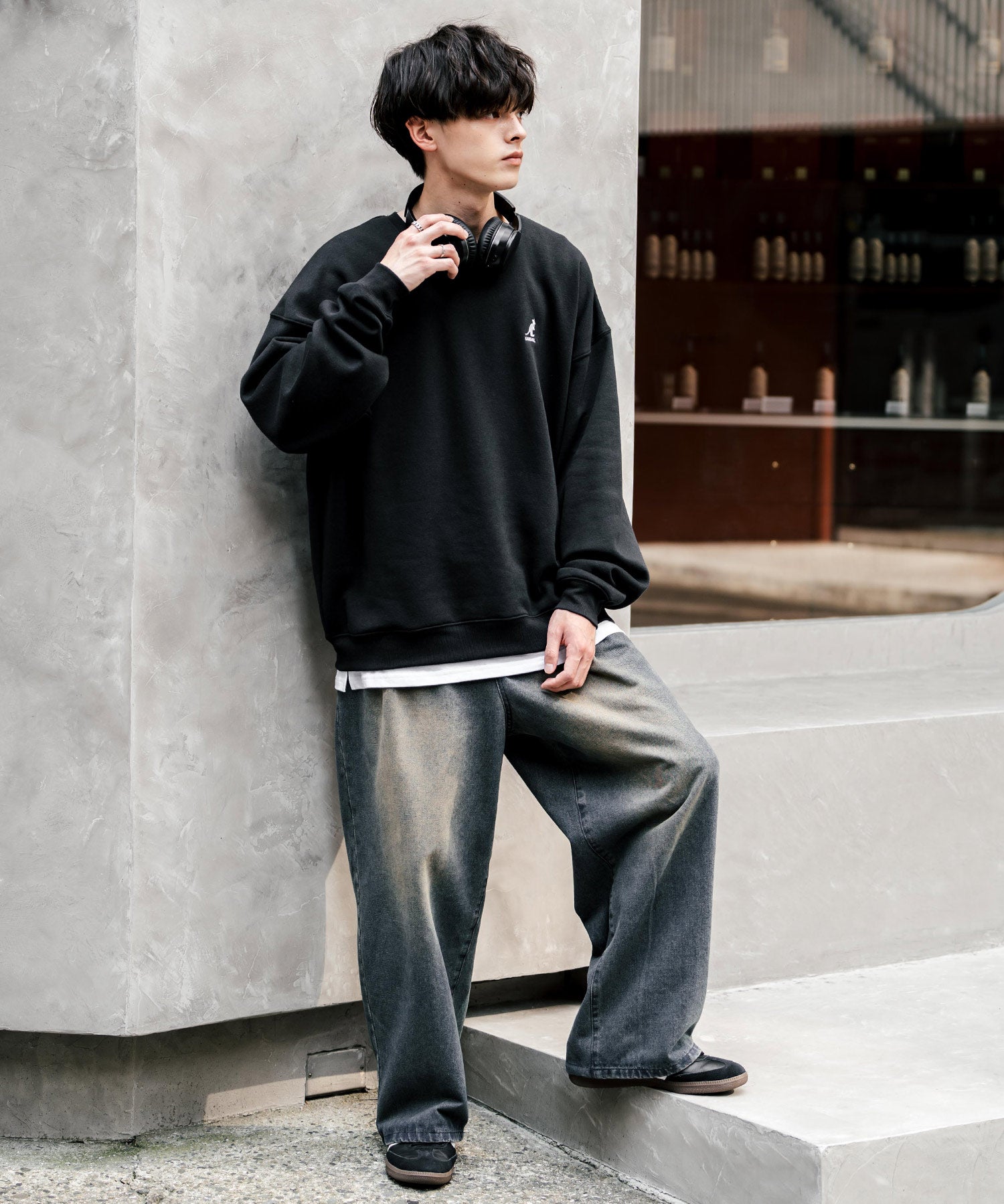 新色追加 KANGOL カンゴール 別注コラボ オーバーサイズ裏起毛ワンポイントロゴ刺繍スウェット 13836