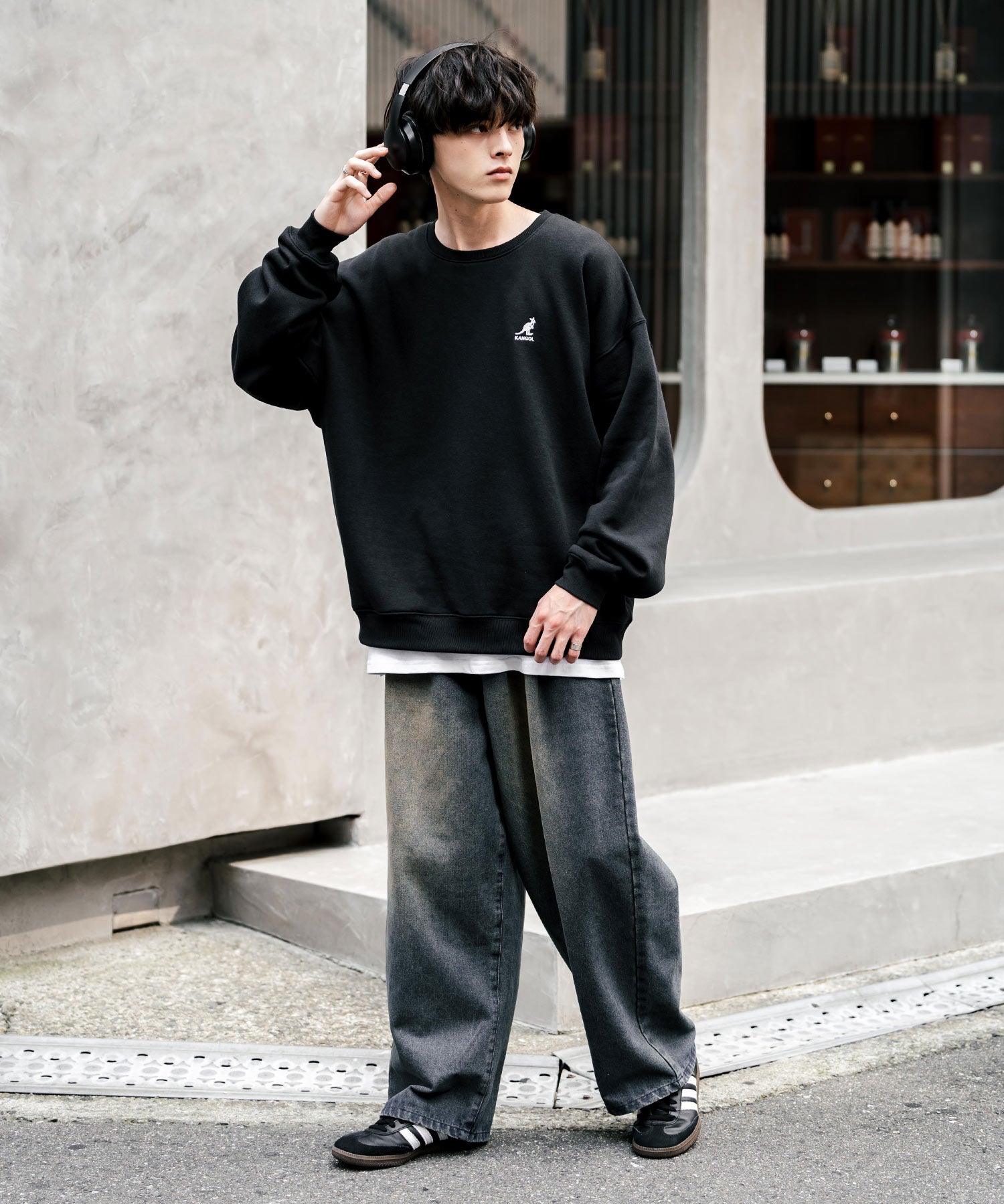 新色追加 KANGOL カンゴール 別注コラボ オーバーサイズ裏起毛ワンポイントロゴ刺繍スウェット 13836