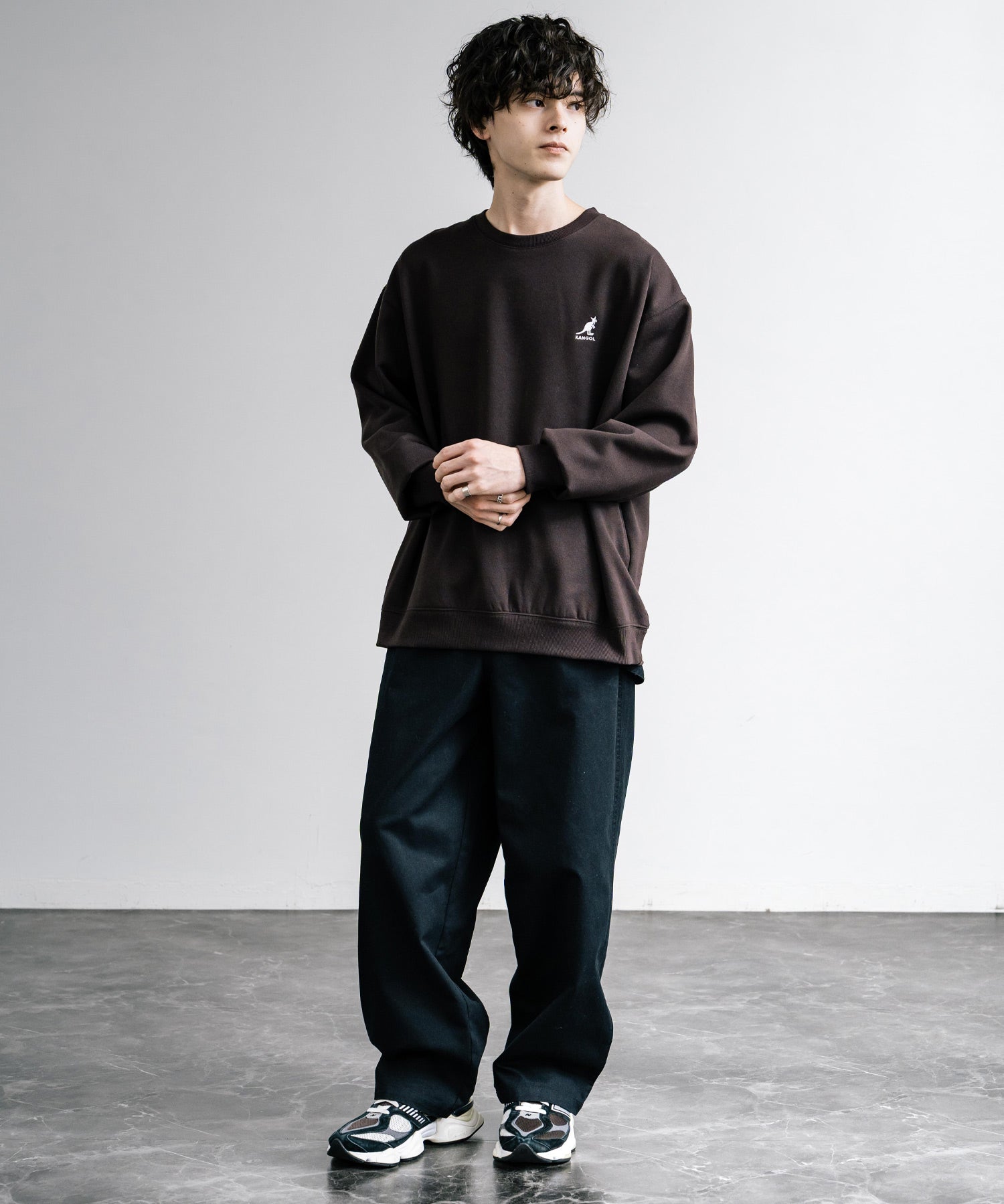 新色追加 KANGOL カンゴール 別注コラボ オーバーサイズ裏起毛ワンポイントロゴ刺繍スウェット 13836