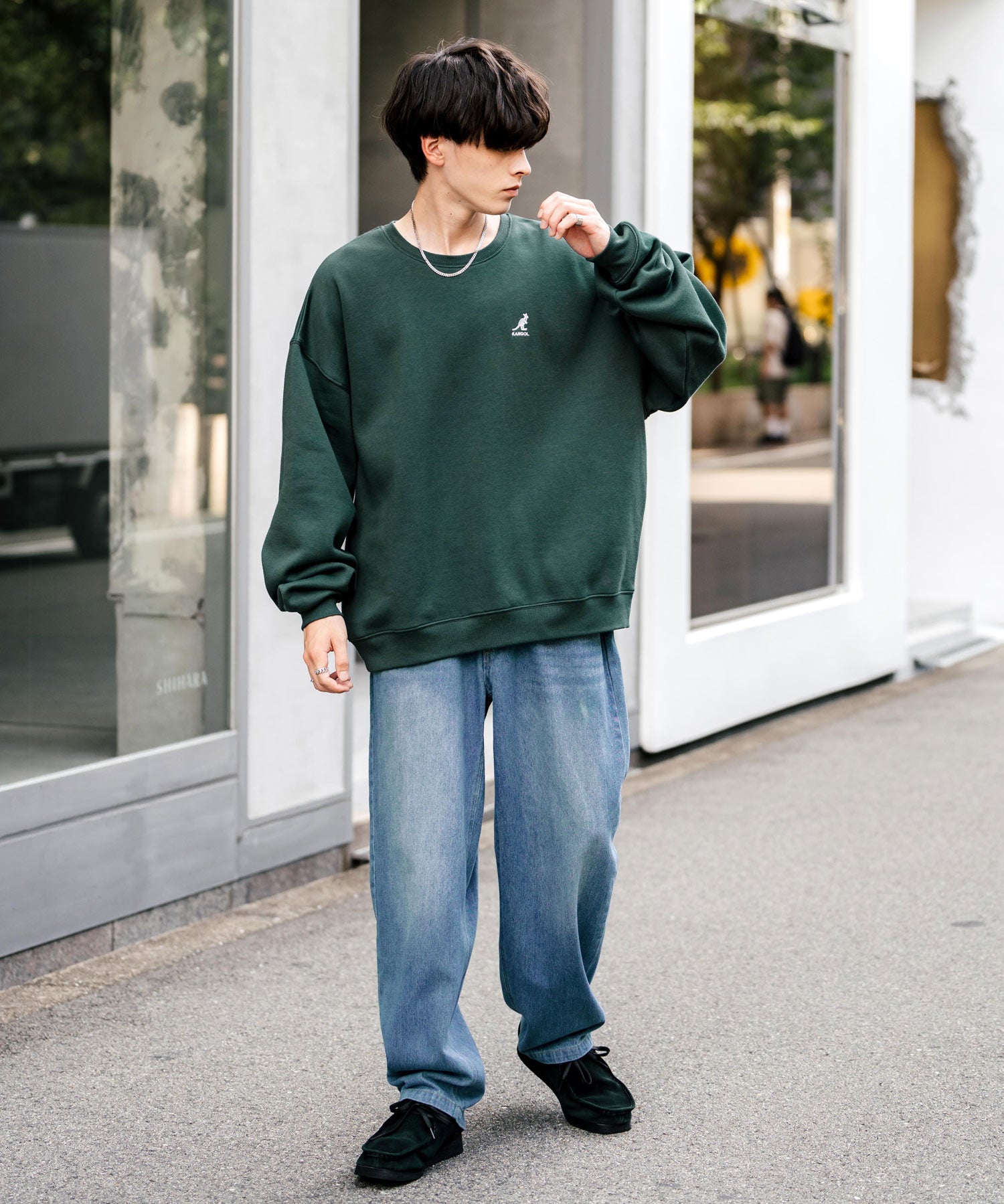 新色追加 KANGOL カンゴール 別注コラボ オーバーサイズ裏起毛ワンポイントロゴ刺繍スウェット 13836