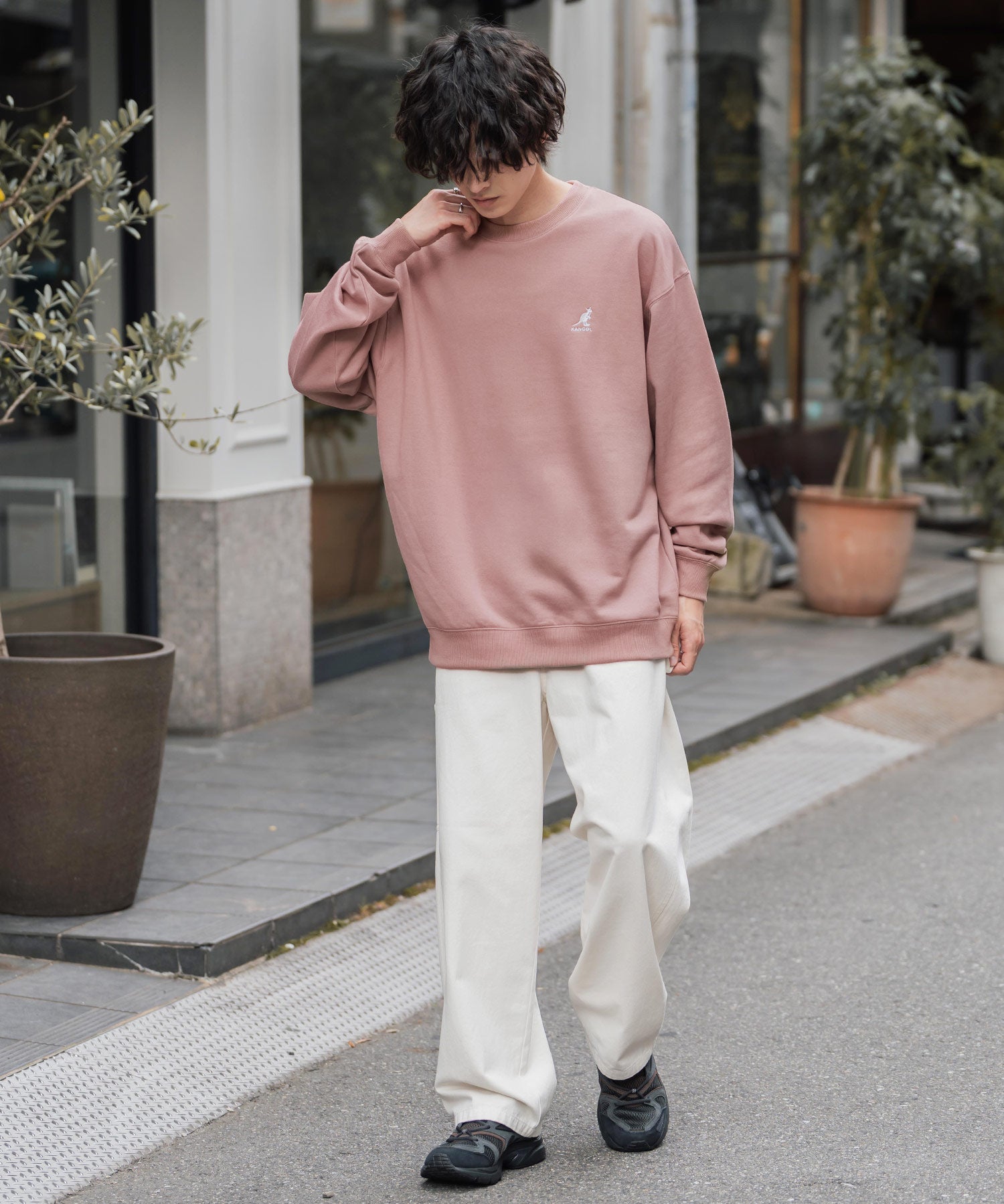 新色追加 KANGOL カンゴール 別注コラボ オーバーサイズ裏起毛ワンポイントロゴ刺繍スウェット 13836 【セットアップ可能】