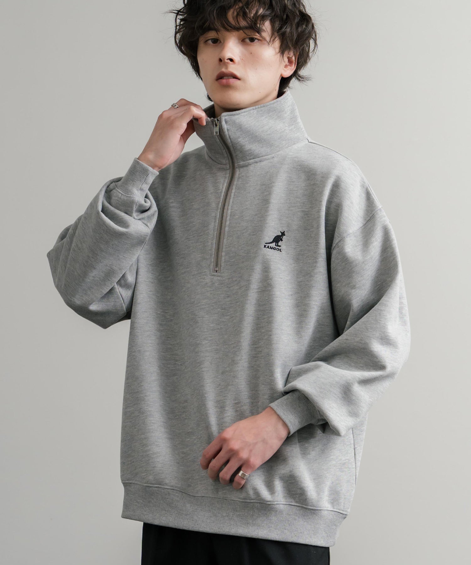 新色追加 KANGOL カンゴール 別注コラボ 裏起毛ロゴ刺繍ハーフジップ 13840