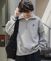 新色追加 KANGOL カンゴール 別注コラボオーバーサイズ裏起毛ロゴ刺繍ハーフジップハイネックスウェットトレーナー 13840 【セットアップ可能】