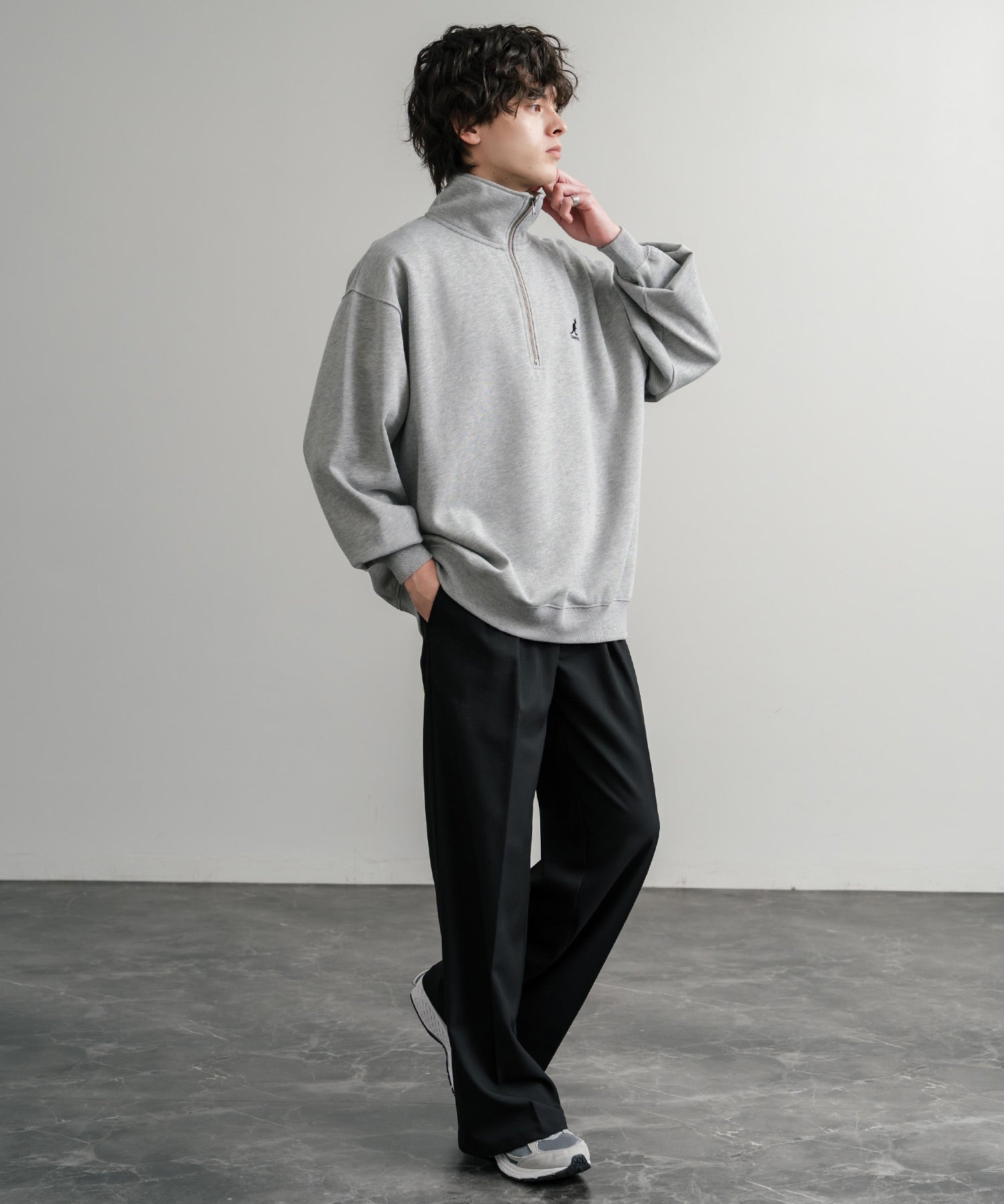 新色追加 KANGOL カンゴール 別注コラボ 裏起毛ロゴ刺繍ハーフジップ 13840