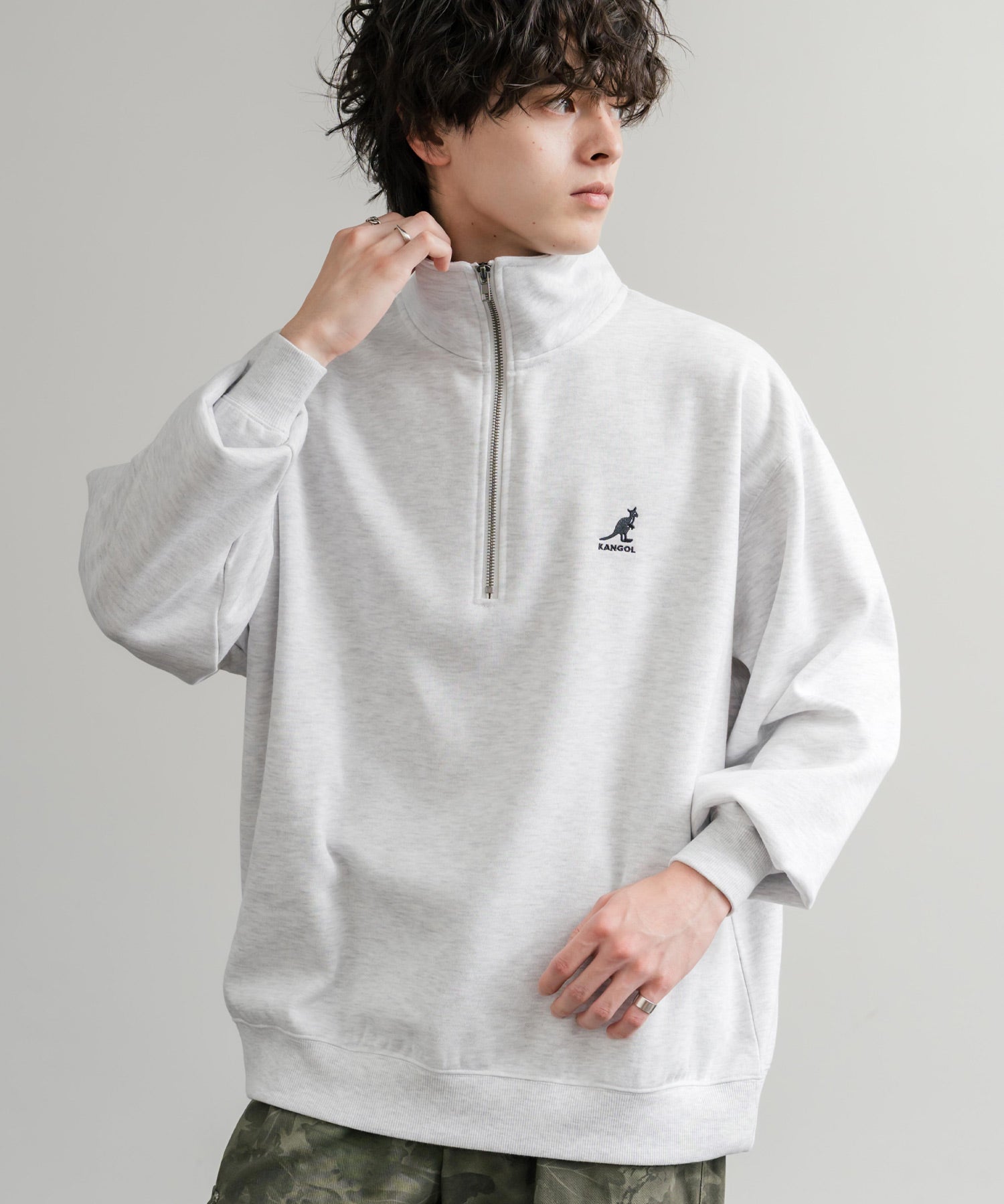 新色追加 KANGOL カンゴール 別注コラボ 裏起毛ロゴ刺繍ハーフジップ 13840