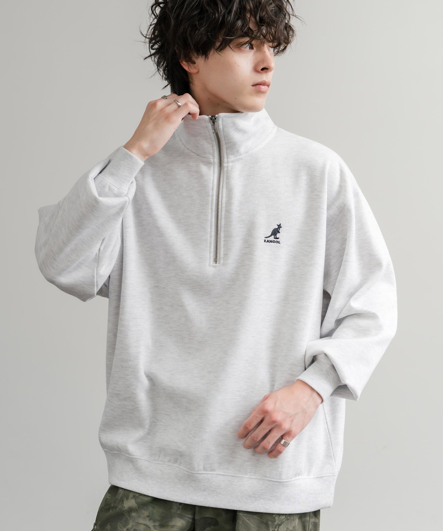 新色追加 KANGOL カンゴール 別注コラボ 裏起毛ロゴ刺繍ハーフジップ 13840