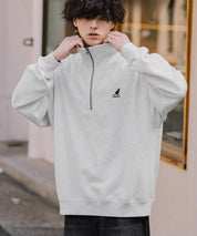 新色追加 KANGOL カンゴール 別注コラボオーバーサイズ裏起毛ロゴ刺繍ハーフジップハイネックスウェットトレーナー 13840 【セットアップ可能】