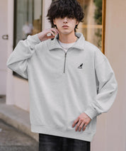 新色追加 KANGOL カンゴール 別注コラボオーバーサイズ裏起毛ロゴ刺繍ハーフジップハイネックスウェットトレーナー 13840 【セットアップ可能】