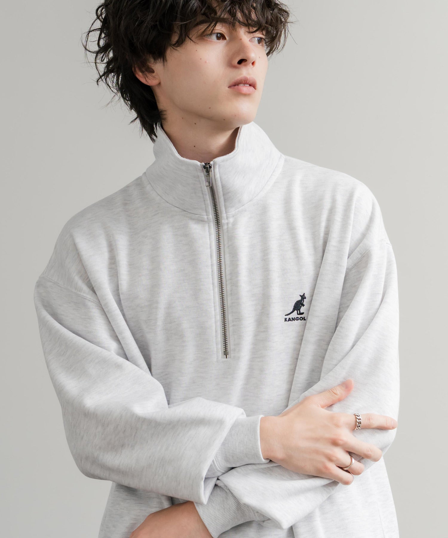 新色追加 KANGOL カンゴール 別注コラボ 裏起毛ロゴ刺繍ハーフジップ 13840