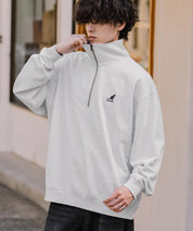 新色追加 KANGOL カンゴール 別注コラボオーバーサイズ裏起毛ロゴ刺繍ハーフジップハイネックスウェットトレーナー 13840 【セットアップ可能】