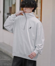 新色追加 KANGOL カンゴール 別注コラボオーバーサイズ裏起毛ロゴ刺繍ハーフジップハイネックスウェットトレーナー 13840 【セットアップ可能】