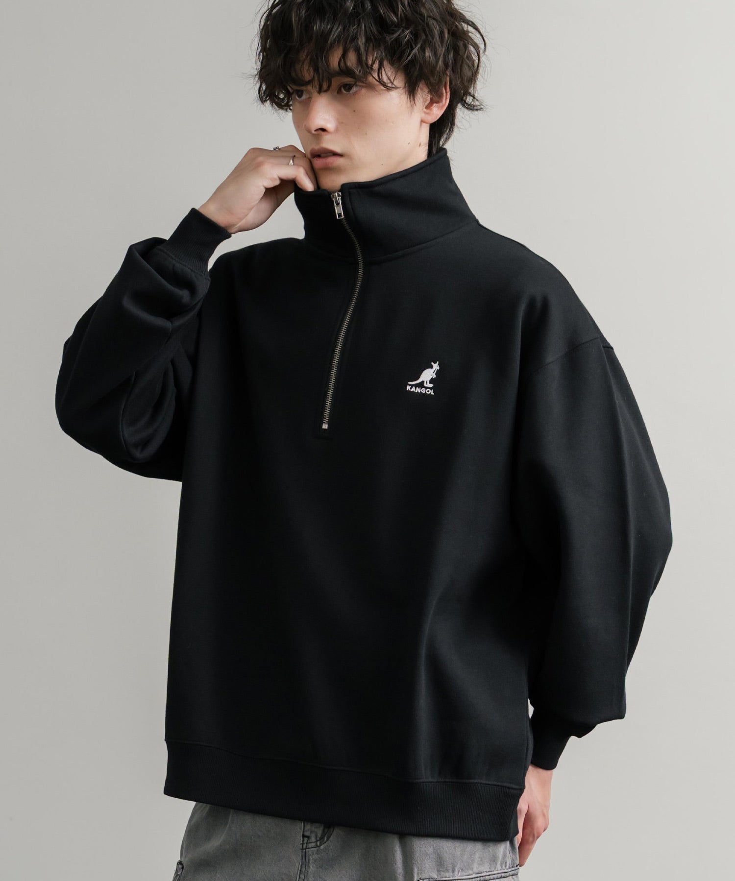 新色追加 KANGOL カンゴール 別注コラボ 裏起毛ロゴ刺繍ハーフジップ 13840