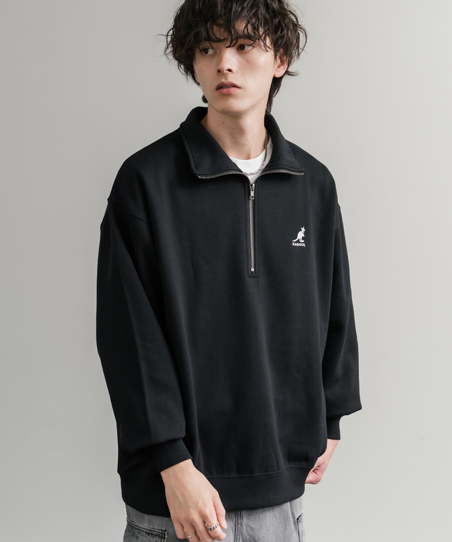 新色追加 KANGOL カンゴール 別注コラボ 裏起毛ロゴ刺繍ハーフジップ 13840