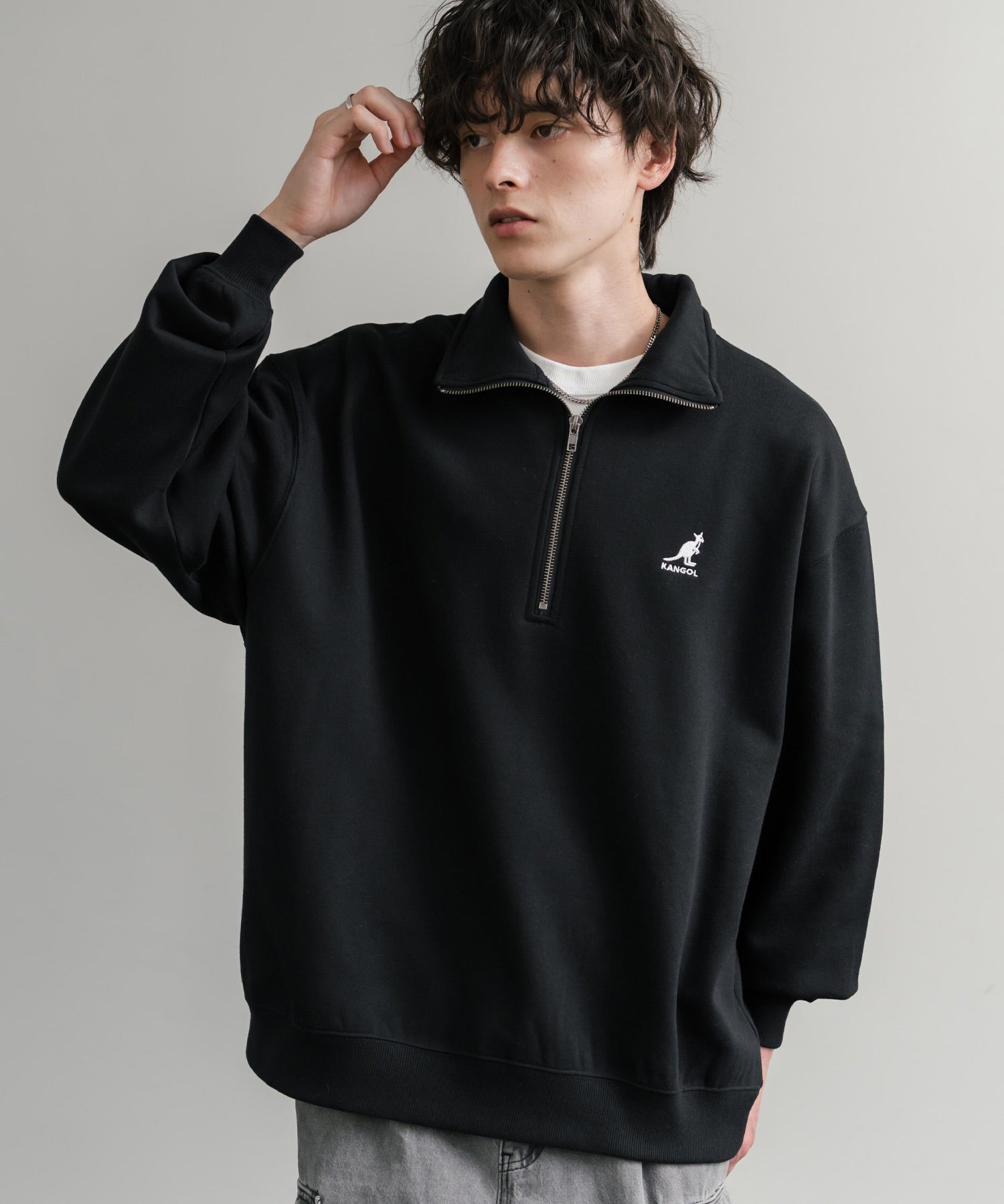 新色追加 KANGOL カンゴール 別注コラボ 裏起毛ロゴ刺繍ハーフジップ 13840