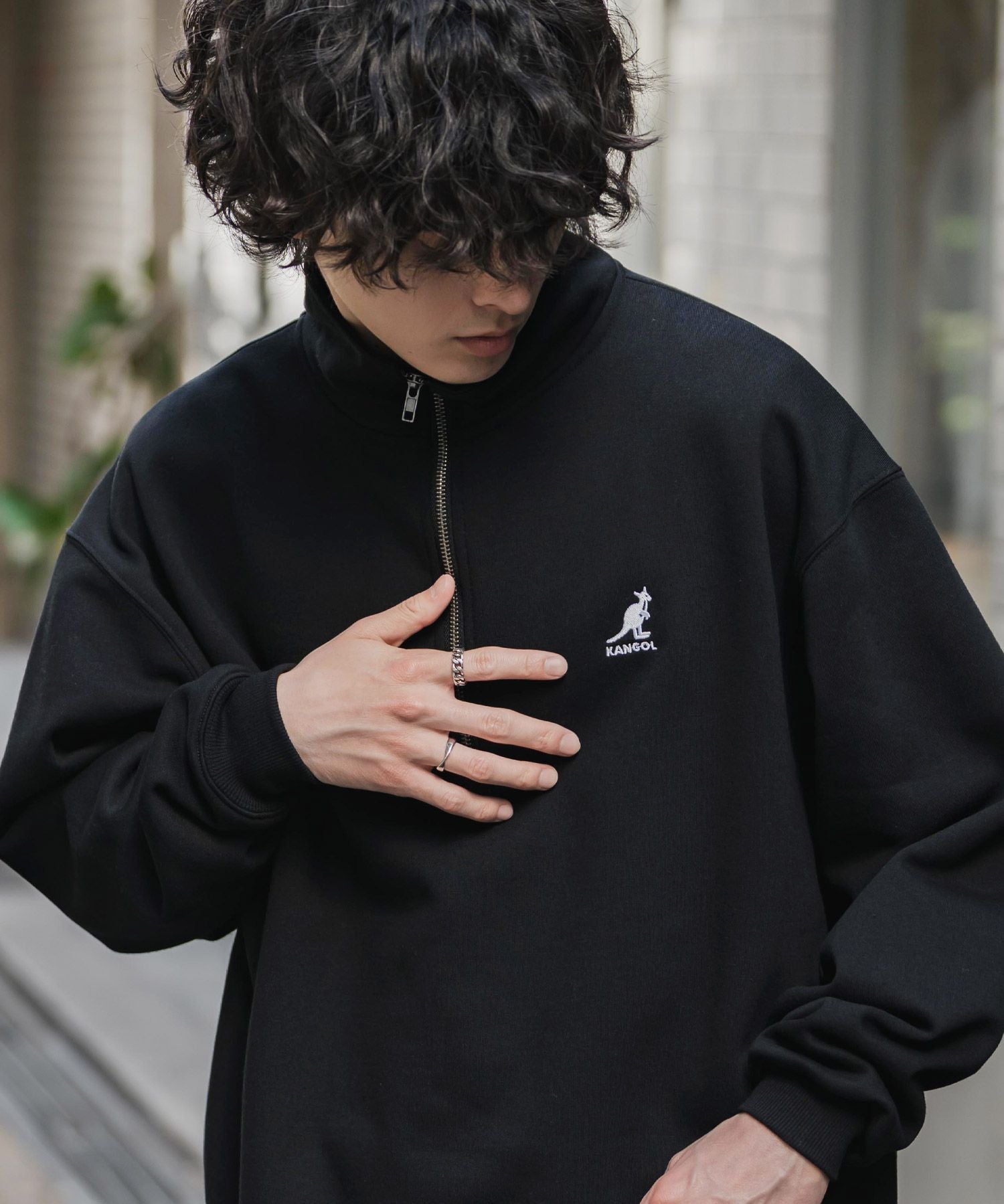 新色追加 KANGOL カンゴール 別注コラボオーバーサイズ裏起毛ロゴ刺繍ハーフジップハイネックスウェットトレーナー 13840 【セットアップ可能】