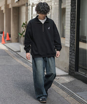 新色追加 KANGOL カンゴール 別注コラボオーバーサイズ裏起毛ロゴ刺繍ハーフジップハイネックスウェットトレーナー 13840 【セットアップ可能】
