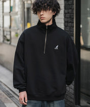 新色追加 KANGOL カンゴール 別注コラボオーバーサイズ裏起毛ロゴ刺繍ハーフジップハイネックスウェットトレーナー 13840 【セットアップ可能】