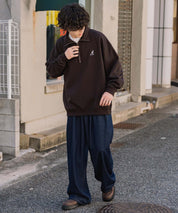 新色追加 KANGOL カンゴール 別注コラボオーバーサイズ裏起毛ロゴ刺繍ハーフジップハイネックスウェットトレーナー 13840 【セットアップ可能】