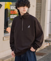 新色追加 KANGOL カンゴール 別注コラボオーバーサイズ裏起毛ロゴ刺繍ハーフジップハイネックスウェットトレーナー 13840 【セットアップ可能】