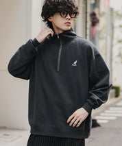 新色追加 KANGOL カンゴール 別注コラボオーバーサイズ裏起毛ロゴ刺繍ハーフジップハイネックスウェットトレーナー 13840 【セットアップ可能】