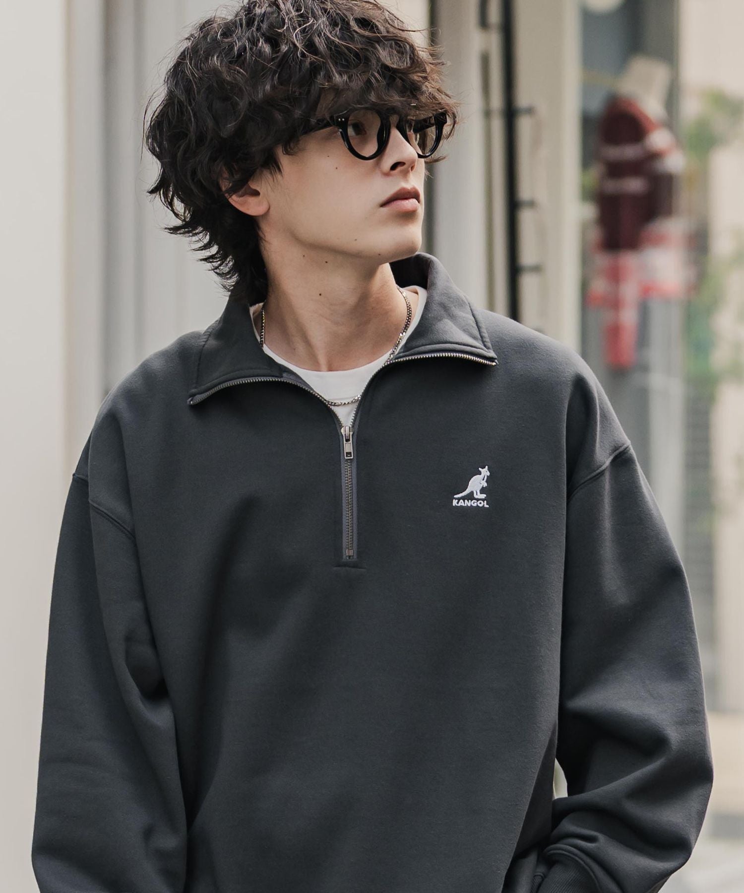 新色追加 KANGOL カンゴール 別注コラボオーバーサイズ裏起毛ロゴ刺繍ハーフジップハイネックスウェットトレーナー 13840 【セットアップ可能】