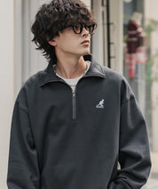 新色追加 KANGOL カンゴール 別注コラボオーバーサイズ裏起毛ロゴ刺繍ハーフジップハイネックスウェットトレーナー 13840 【セットアップ可能】