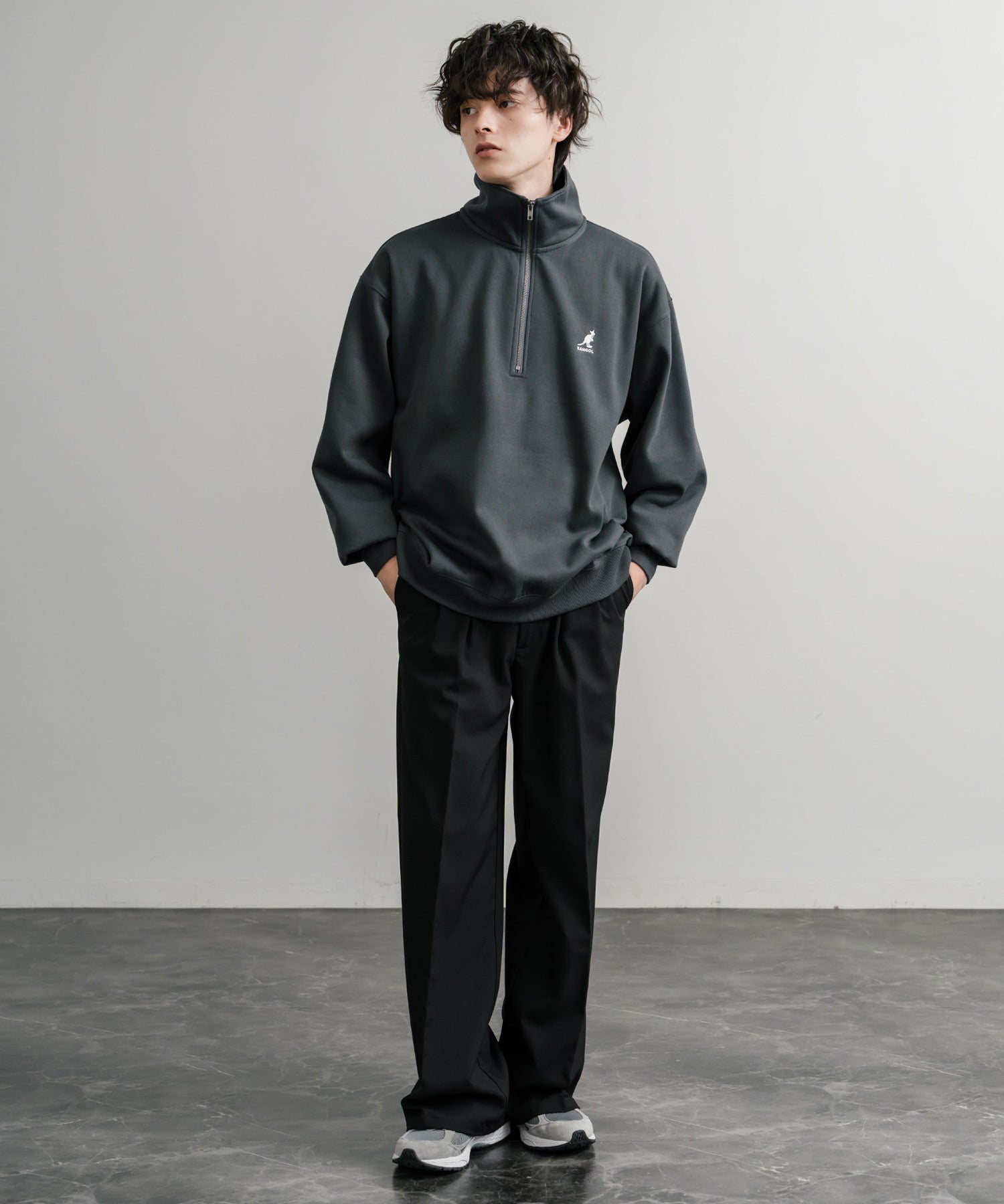 裏起毛　マーク&ロナ　メンズ　ハーフジップ　長袖シャツ　値引き打ち切り 新色追加 KANGOL カンゴール 別注コラボ 裏起毛ロゴ刺繍ハーフジップ