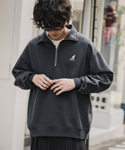 新色追加 KANGOL カンゴール 別注コラボオーバーサイズ裏起毛ロゴ刺繍ハーフジップハイネックスウェットトレーナー 13840 【セットアップ可能】