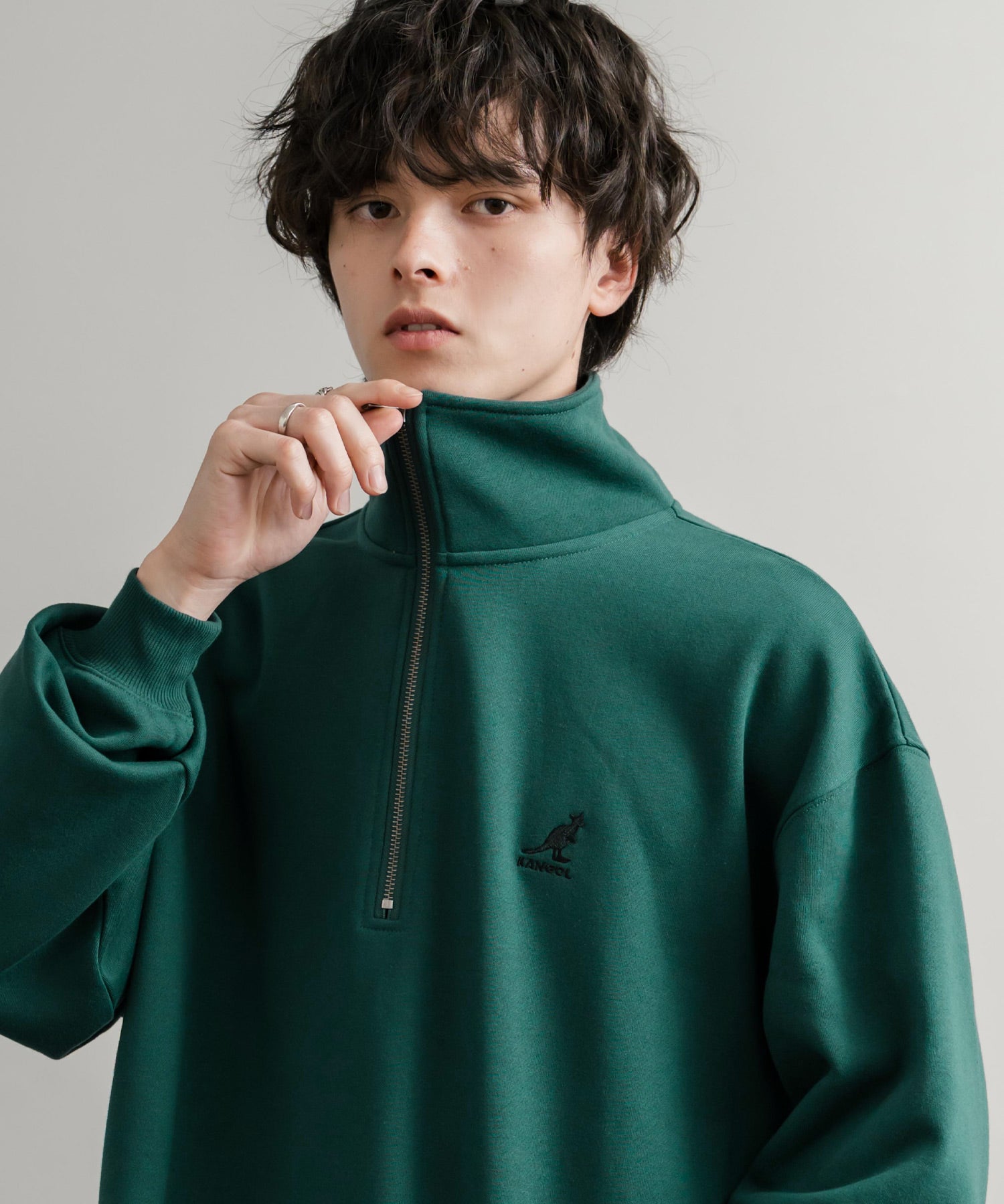 新色追加 KANGOL カンゴール 別注コラボ 裏起毛ロゴ刺繍ハーフジップ 13840