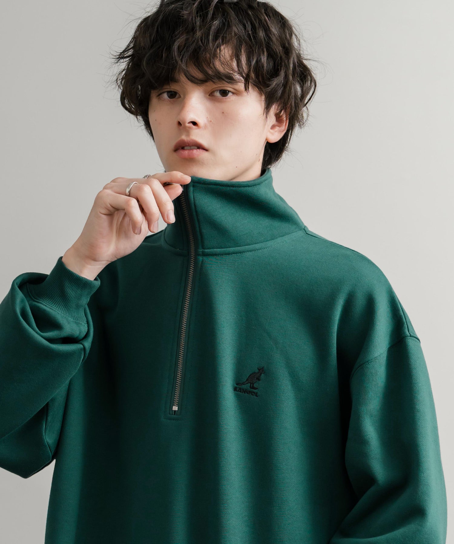 新色追加 KANGOL カンゴール 別注コラボ 裏起毛ロゴ刺繍ハーフジップ 13840